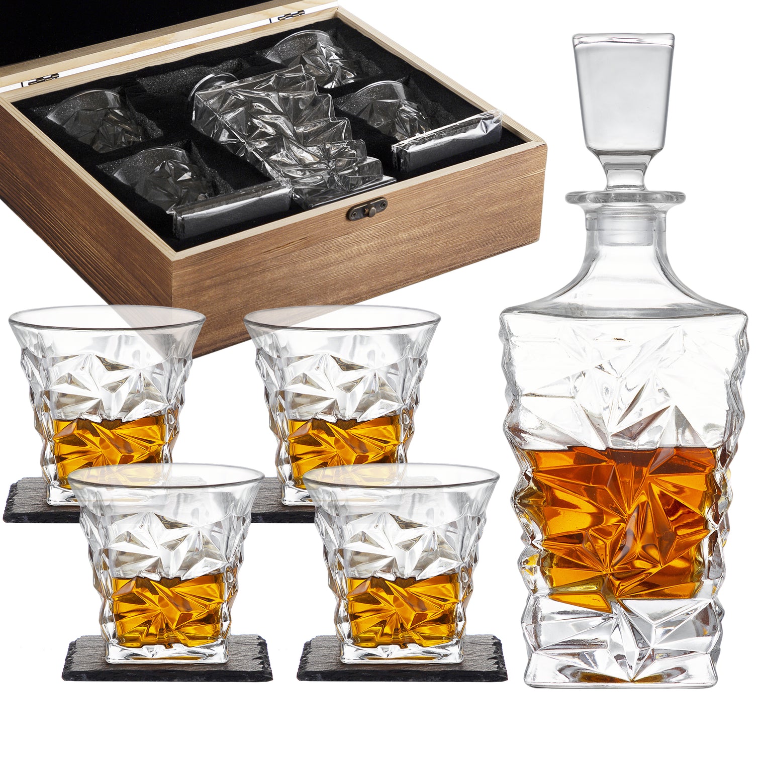 Crystal Whisky Decanter Set (with 4 glasses)
